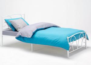China Assemble 0.6MM Metal Pipe Bed Frame With Victorian Style Headboard factory