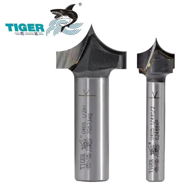 China 1/2/1/4 Shank  0405 Cnc Machion Tools Carbide Door Panel Ovolo Carving Bit  Pointed Roundover Router Bit tiger Cnc Router Bit factory