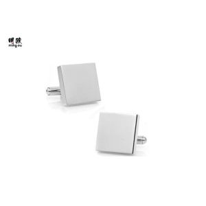China Laser Engraved Blank Custom Mens Cufflinks Gift Set Sqaure Shape on sale