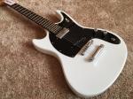 Custom guitar white color Mosrite logo reversed body 6 string electric guitar