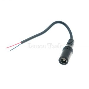 Customized DC Female Barrel Jack Plug 5.5x2.1mm Connector to Open Tinned Pigtail