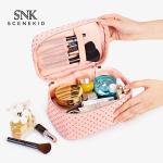 Large Capacity Dot Pattern Double Zipper Waterproof Cosmetic Tote Bag