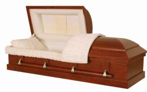 China Traditional Solid Wood Caskets SWC05 With Zamak Handle And Velvet Interior factory