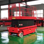 320KG 10 Meter Scissor Lift Red Self Propelled Man Lift For Warehouse