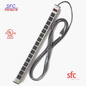 China 24&quot; Horizontal Metal Multi Socket Extension Lead Grounded 16 Way With Circuit Breaker factory