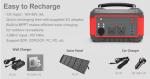 Portable Lithium Battery Power Station 600W 162Ah AC DC USB Quick Charge Solar