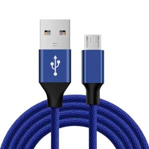 China Blue Woven Nylon USB A To USB Micro B Cable Mobile Phone Charging Custom Length factory