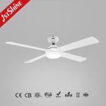 Dc Motor 6 Speeds Remote Control White Ceiling Fan With 4 MDF Blades