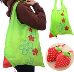 Ecological Drawstring Tote Bags Cute Strawberry Portable For Super Market