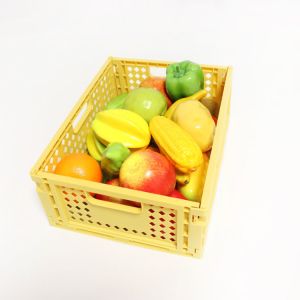 Drainable Practical Folding Plastic Crates Kitchen Use Stackable Collapsible