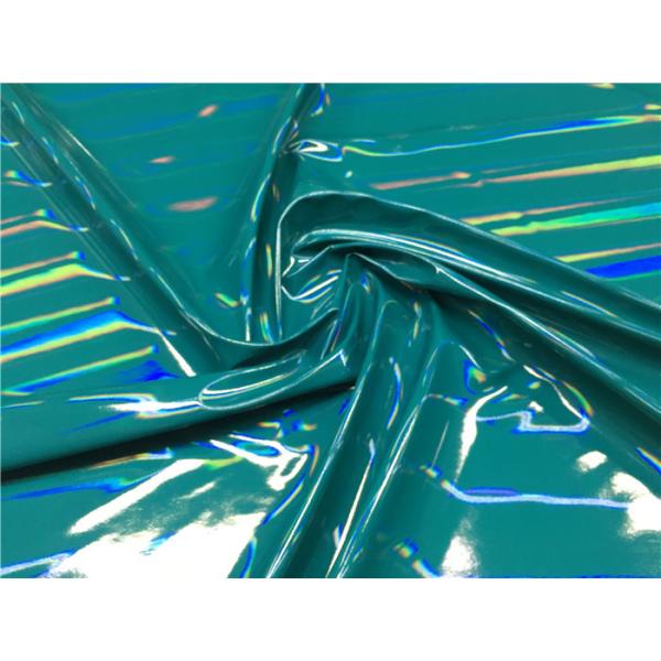 China Coated Pattern PU Synthetic Leather 0.40mm Dark Green With Rainbow Shining factory