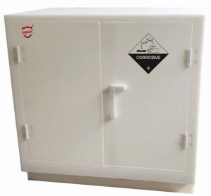 China Lab Solvent Plastic Double Door Small Corrosive Cabinet White Polypropylene Acid factory