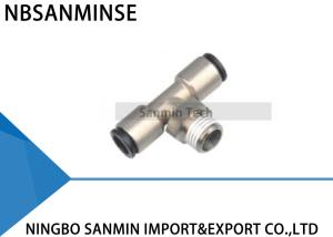 China PBP Male Branch Tee All Brass Body With Plastic Sleeve Pneumatic Quick Disconnect Air Fittings factory