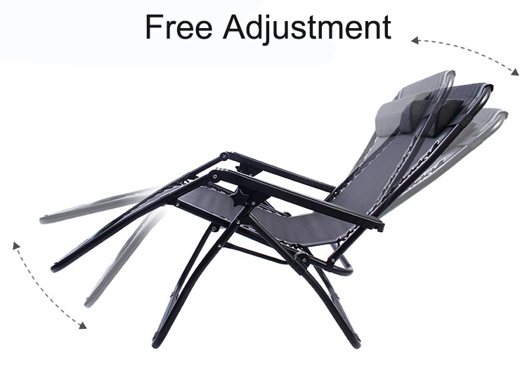 None Logo Outdoor Beach Patio Garden Camping Hiking Portable Folding Steel Recliner Chaise Lounge Chair