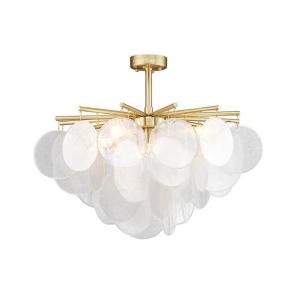 China Indoor Decoration Iron Copper Glass Pendant Light Modern E14 E27 Light Source factory