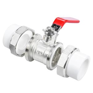 China PN16 Nickel Plating Metal Ball Valve Double Socket PPR Brass Ball Valve on sale