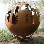 Gas Fuel 800mm Corten Steel Fire Pits Manual Ignition Type