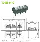 180A 21mm Perforation Feed Through Terminal Block With Plastic Cover