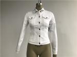 White Faux Fur Womens Coat Button Through Denim Trucker Jacket TW79214