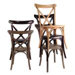 Nature Color Modern Solid Wood X Cross Back Banquet Chair with Rattan Cushion