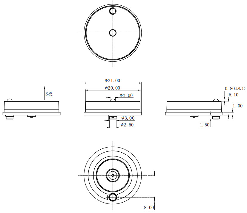 OD20.0mm Customized 5A Rounded 2Pin Magnetic Brass C6801 Pogo Pin Connector