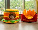 Soft Removable And Washable Hamburger Cat Bed Dot Small Pet Animal Round Donut