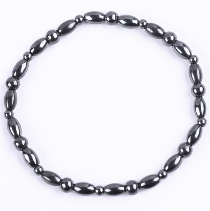 Gemstone Bead Slimming Magnetic Hematite Stone Ankle Bracelets With Five Star Symbol