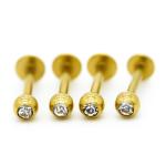 Labret Stud Lip Gold Plated Surgical Steel PIercing Jewelry 4pcs / Set With