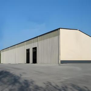 China Steel Frame Prefab Building Construction , Long Span Steel Construction Warehouse factory