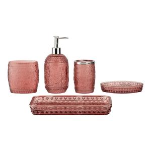 China Sea grass and chili round shape with vintage pattern luxury bath accessories glass soap dispenser lotion dispenser factory