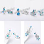 Multicolor Small Gold Plated Sterling Opal Jewelry Stud Earrings for Women