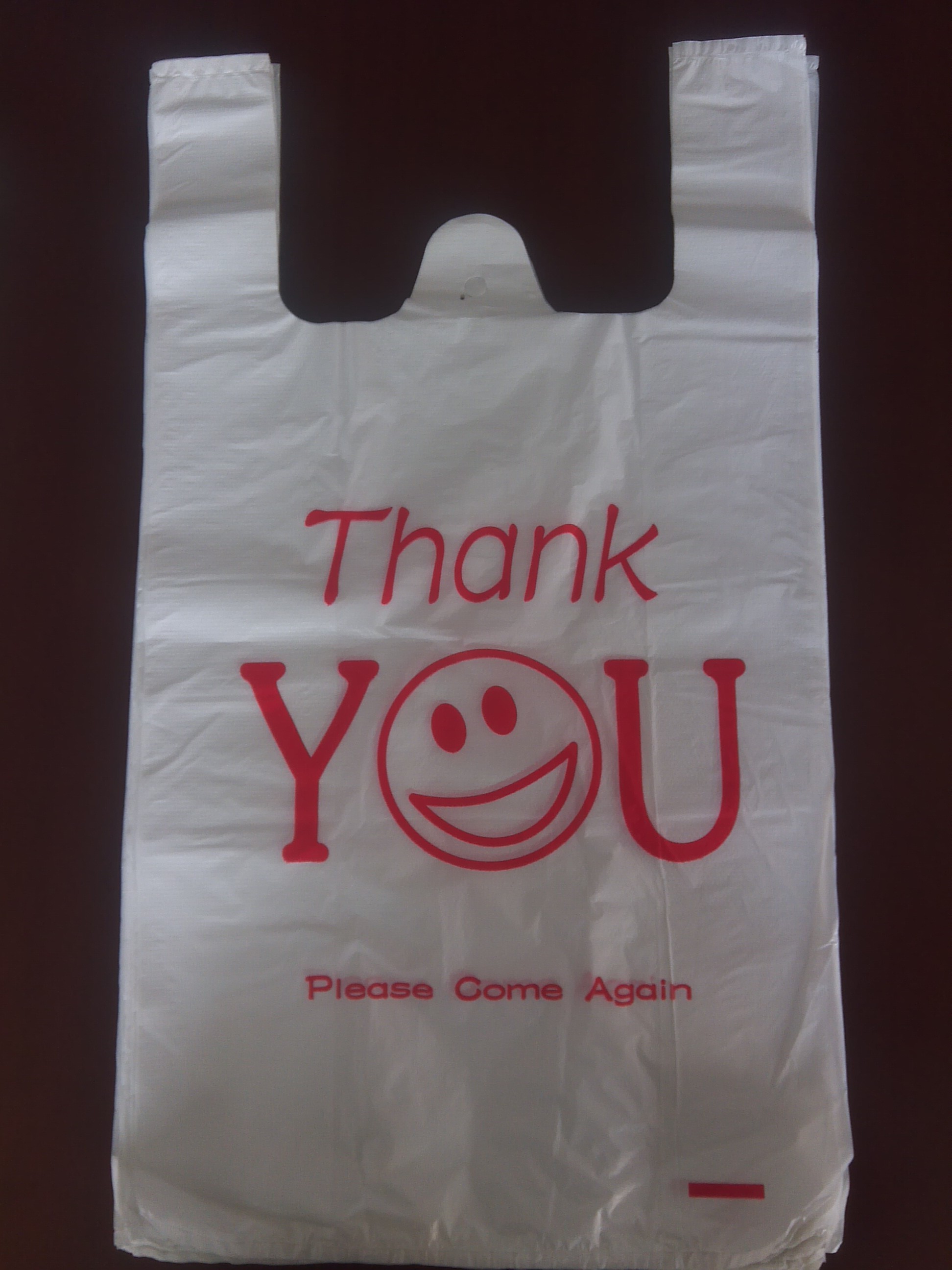 Plastic Grocery T Shirt Shopping Bags Plain White HDPE Material 12" X 6" X 21"