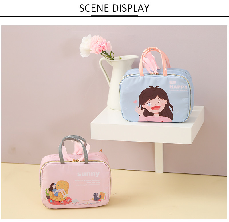 Zipper Closure Cartoon Polyester Travel Toiletry Organizer