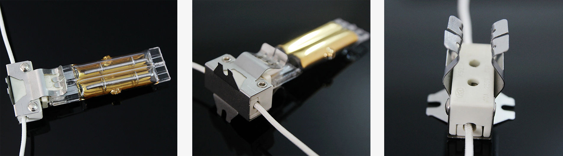 250V 5KV Infrared IR Lamp Holder Ceramic white Silver Color