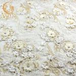 Sparkly Rhinestones Bridal Lace Material / French Lace Wedding Dress Fabric