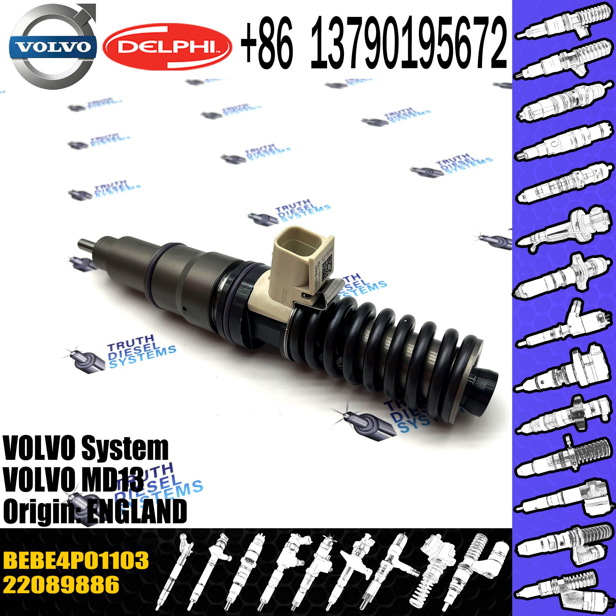 Diesel Fuel Injector 22089886 BEBE4P01103 E3.27 for VOL MD13