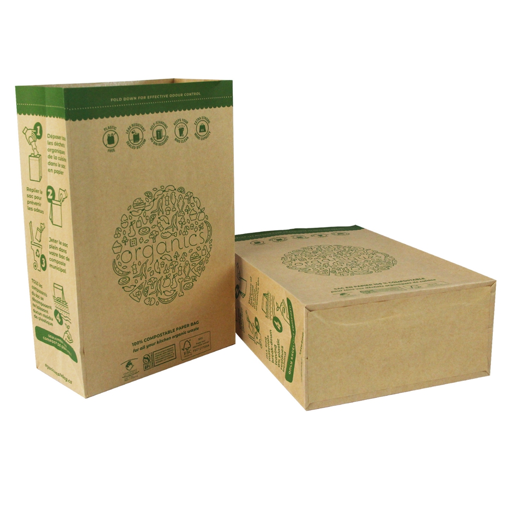 Gravure Printing Brown Kraft Paper Bag for Kitchen Garbage Packaging in Industrial