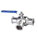 Forged Sanitary SS304/SS316L L/T Type Tri Clamp Stainless Steel 3 Way Ball Valve