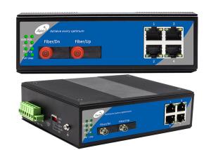 China Industrial 4 Port Fiber Optic Switch 10/100M 4 POE Ethernet 2 Optical Port factory