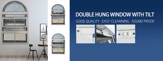 Soundproof Single Sash Top Aluminum Hung Window For Bathroom