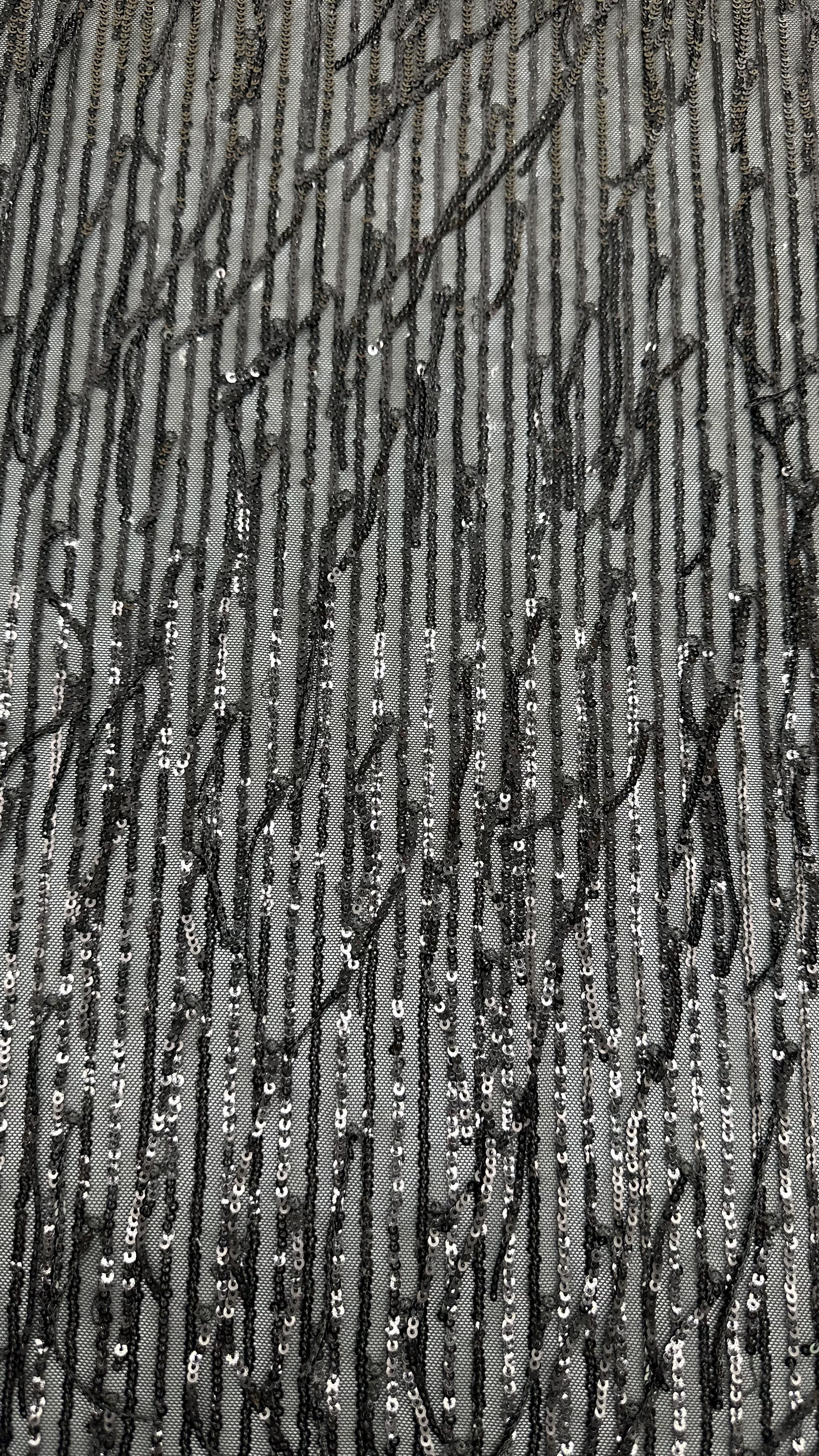 Rope Stripe Sequin Embrroidered Fabric Mesh Ground Breate Elegant For Evening Dress