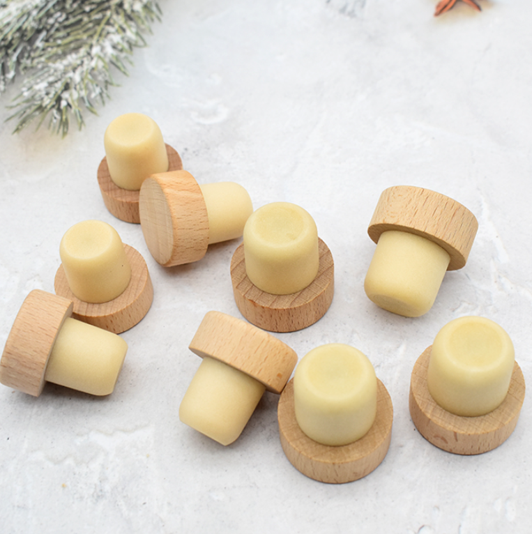Bottle Stopper T Shaped Wine Cork Reusable Wooden Cord Lid Rubber Screw Cap Glass Lid