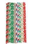 Colorful Striped Paper Drinking Straws for Party Celebration 20cm Length