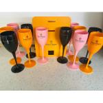 Yellow Pink Veuve Clicquot Plastic Champagne Flutes Glass Recyclable 