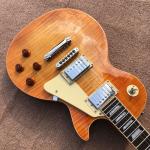 One piece of body & neck LP electric guitar Yellow tiger top adjusting the
