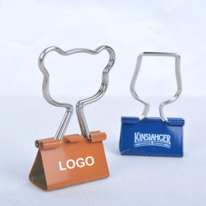 China Creative bear head shaped handle long tail clip metal ticket holder clip 25MM logo customized factory
