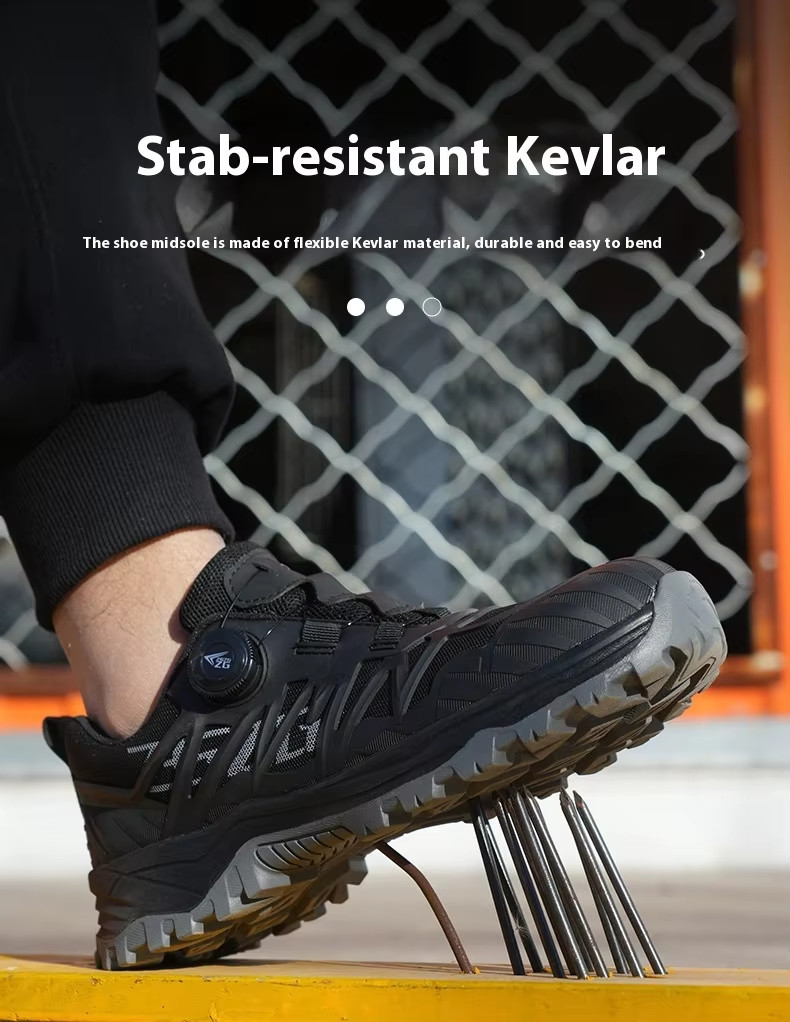 Kevlar Mid Sole Anti-stab Steel Toe BOA Rotating Buttons Safety Shoes For Industrial