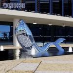 Large Outdoor Metal Art Abstract Marine Animals LED Lights Whale Stainless Steel