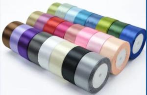 China Gift Packaging Custom Satin Ribbon Double Face / Single Face 100% Polyester Material factory