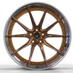 Custom 2-PC Forged Aluminum Alloy Rims Bronze Face Polished Barrel 18 19 Inches